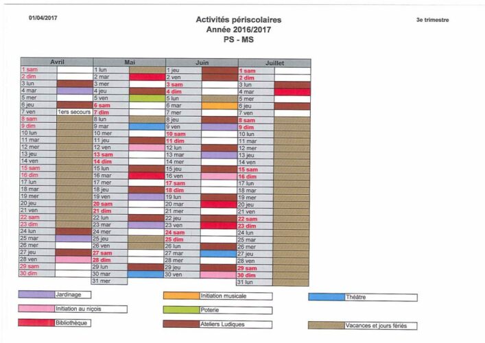 Planning 3e trimestre PS MS