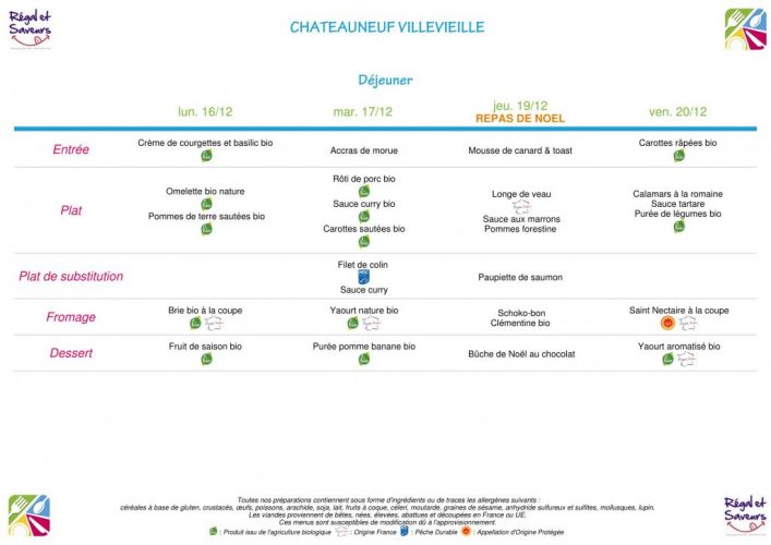 Menus CHATEAUNEUF VILLEVIEILLE Page 3